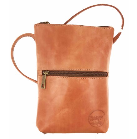 Citybag orange i skinn med blommigt foder